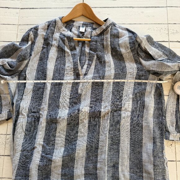 Old Navy Women's Linen Blend Striped Split Neck Top - Picture 10 of 12